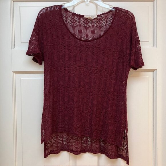 Painted Threads burgundy crochet top size S - Picture 1 of 6